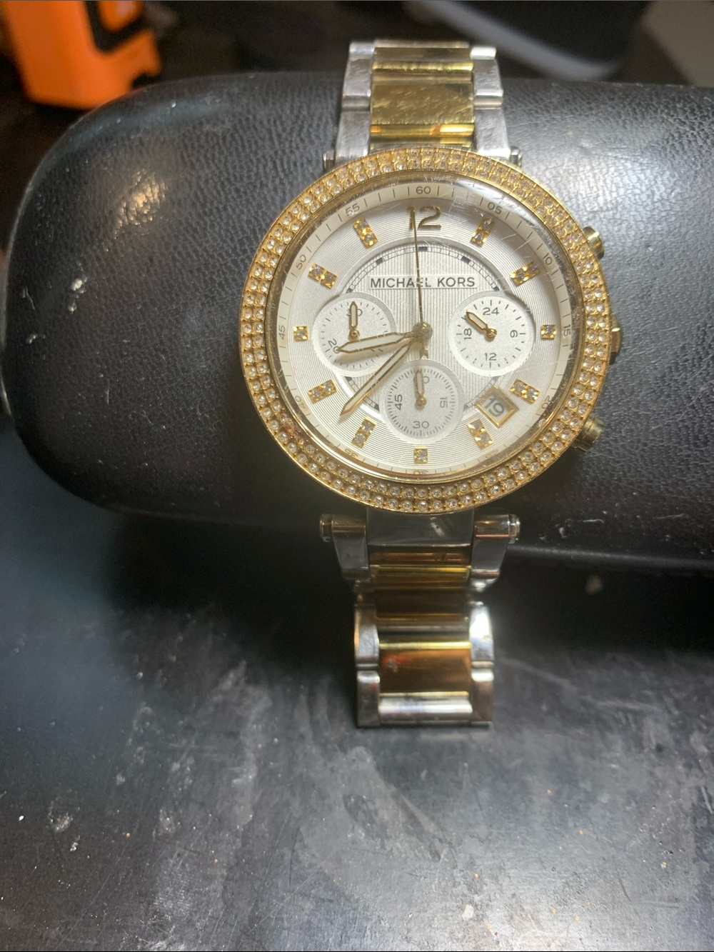 Michael Kors Two-Tone Gold and Silver Crystal-Accent Chronograph Watch